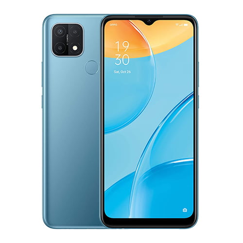 OPPO A15 front and Blue back