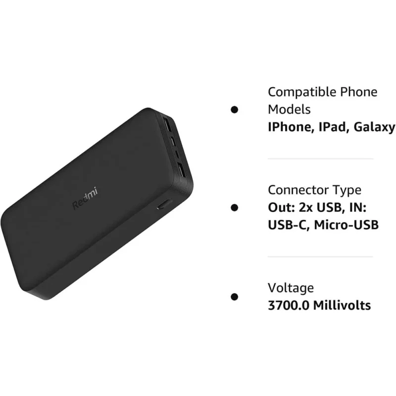 Redmi 20000mAh Fast Charge Power Bank Black